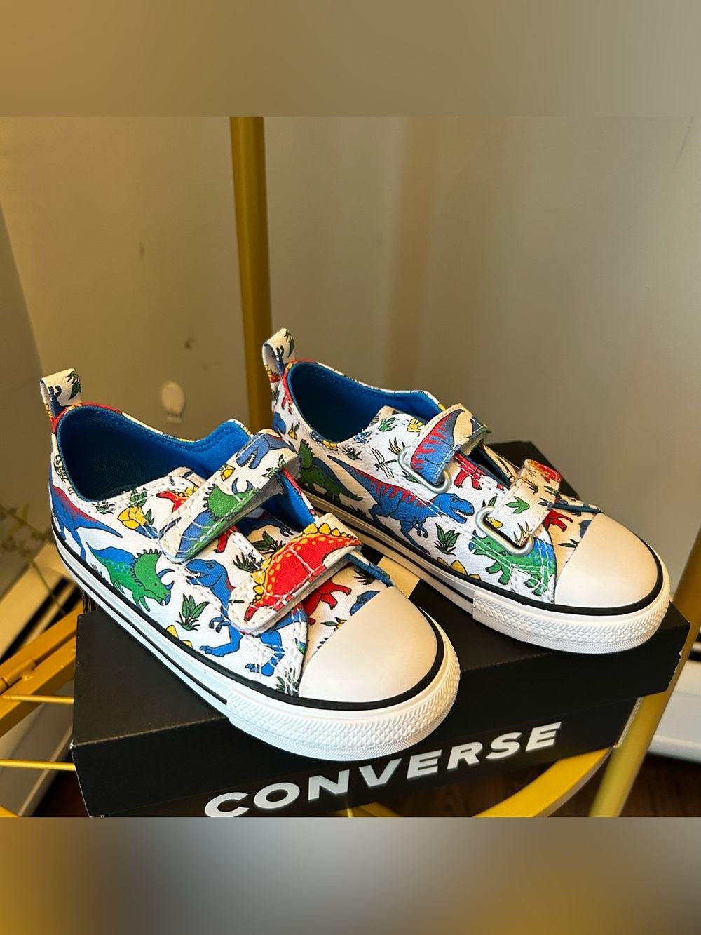 Converse Chuck Taylor All Stars colorful dinosaur print designs kids size 10 new